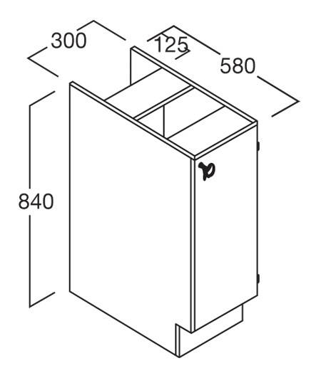 Shallow - Bench Cupboard 300