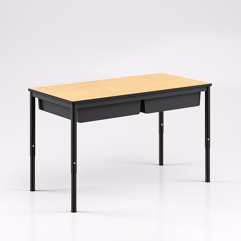 Oxford Student Desk with trays Curly Birch
