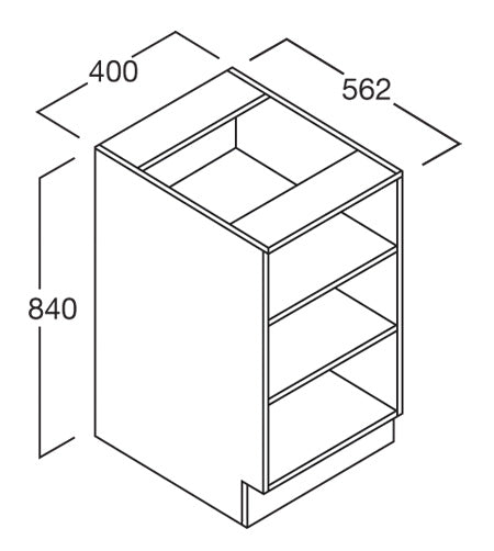 Bench Cupboard 400, Tech 2 Shelves - Batger Australia