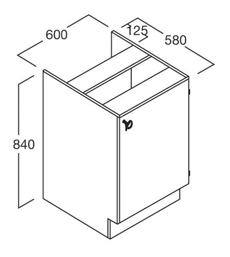 Shallow - Bench Cupboard 600 - Batger Australia