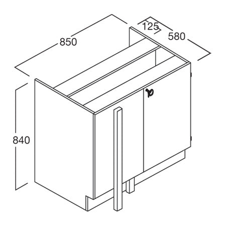 Shallow - Corner Bench Cupboard 850 - Batger Australia