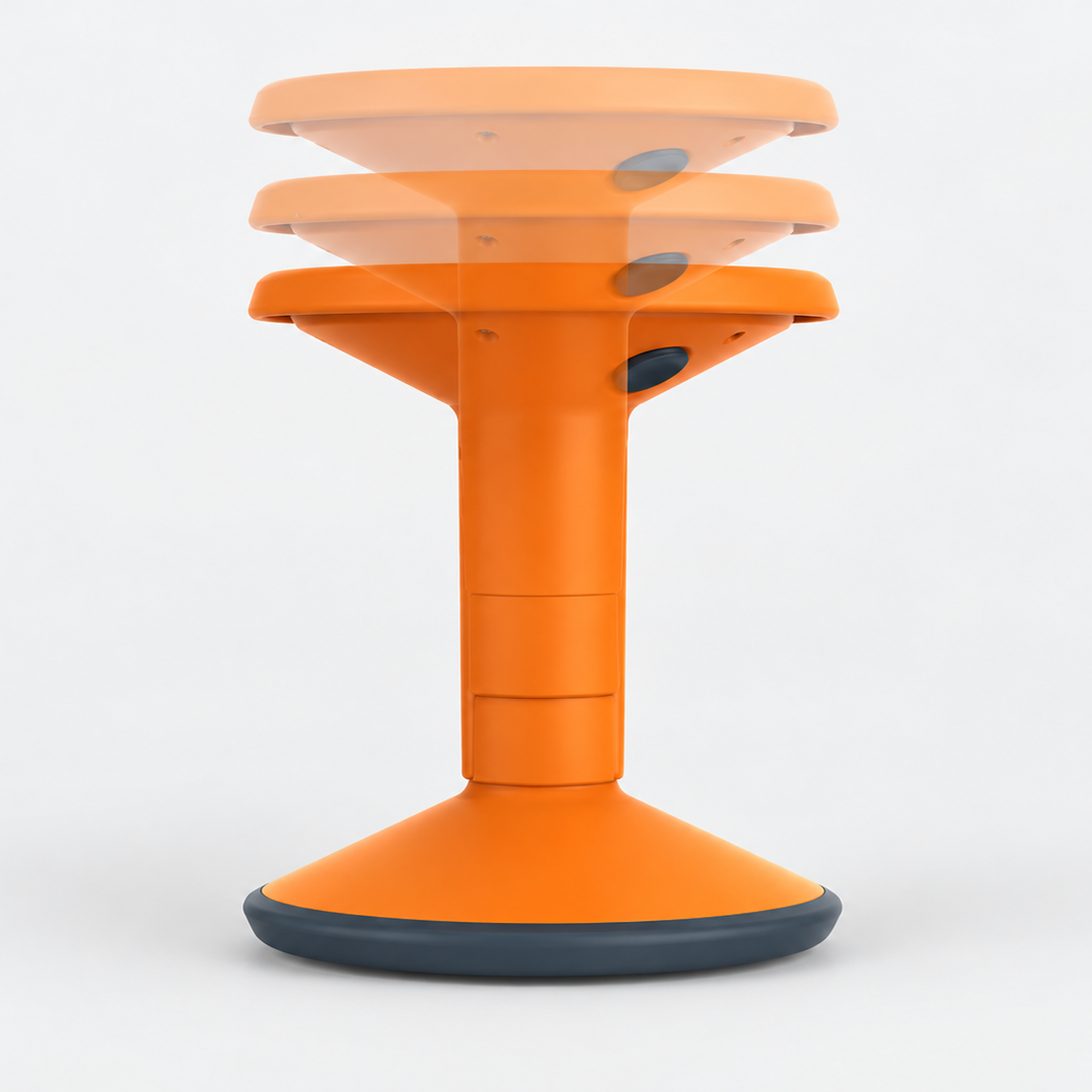 Orange Ergerite Height Adjustable Flexi Stool