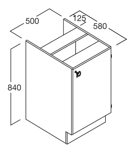 Shallow - Bench Cupboard 500