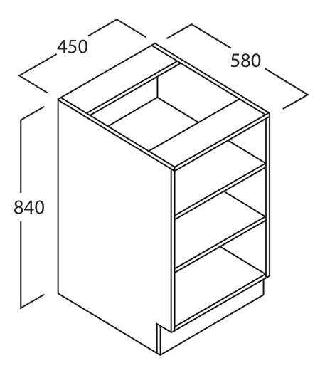 Bench Cupboard 450, Tech 2 Shelves - Batger Australia